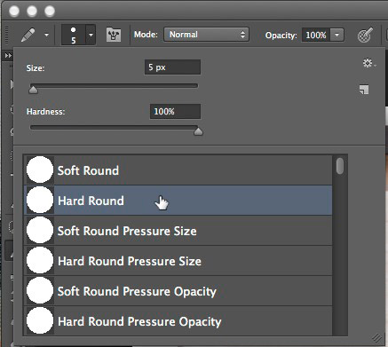 Screen grab showing the Pencil Tool's preset panel