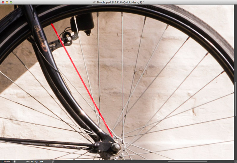 Screen grab showing a spoke highlighted in red