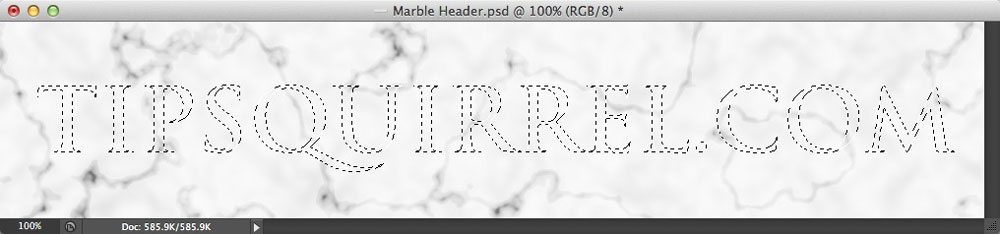 Image showing text as a selection created with the Type Mask tool in Photoshop