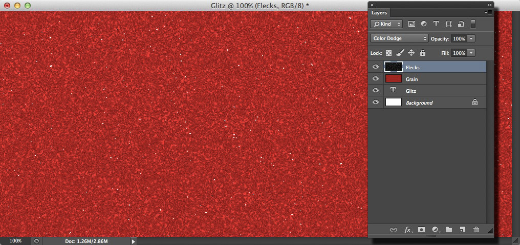 Image showing white flecks added to the texture and the Layers panel