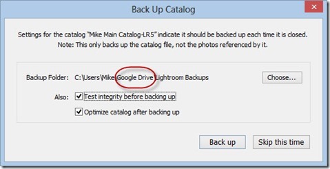 Lightroom Catalog Cloud Backup